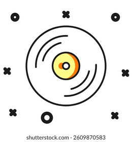 Filled outline Vinyl disk icon isolated on white background. Flat filled outline style with shadow. Vector