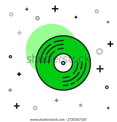 Filled outline Vinyl disk icon isolated on white background.  Vector