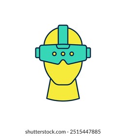 Filled outline Virtual reality glasses icon isolated on white background. Stereoscopic 3d vr mask. Optical head mounted display.  Vector