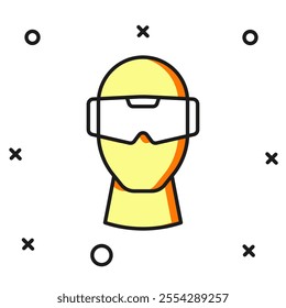 Filled outline Virtual reality glasses icon isolated on white background. Stereoscopic 3d vr mask. Optical head mounted display. Flat filled outline style with shadow. Vector