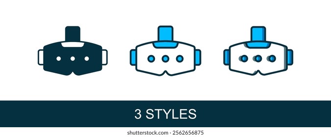 Filled outline Virtual reality glasses icon isolated on white background. Stereoscopic 3d vr mask. Optical head mounted display.  Vector