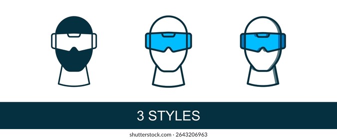 Filled outline Virtual reality glasses icon isolated on white background. Stereoscopic 3d vr mask. Optical head mounted display.  Vector