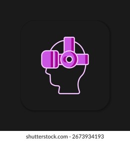 Filled outline Virtual reality glasses icon isolated on black background. Stereoscopic 3d vr mask. Optical head mounted display. Flat filled outline style with shadow. Vector