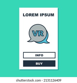 Esquema relleno Icono de realidad virtual aislado en fondo turquesa. Diseño de pantalla VR futurista.  Vector