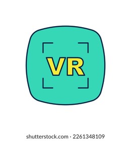 Filled outline Virtual reality icon isolated on white background. Futuristic VR head-up display design.  Vector