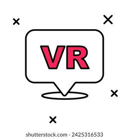 Gefüllte Kontur Virtual Reality-Symbol isoliert auf weißem Hintergrund. Futuristisches VR Head-up Display Design.  Vektor