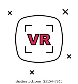 Contorno preenchido Ícone de realidade virtual isolado no fundo branco. Design de display head-up VR futurista.  Vetor