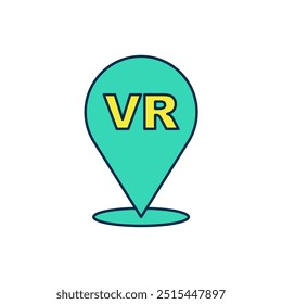 Filled outline Virtual reality icon isolated on white background. Futuristic VR head-up display design.  Vector