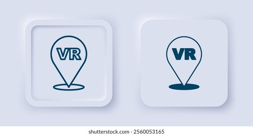 Filled and outline Virtual reality icon isolated on grey background. Futuristic VR head-up display design. Square button. Vector