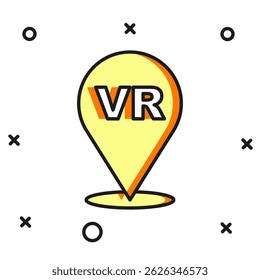 Contorno preenchido Ícone de realidade virtual isolado no fundo branco. Design de display head-up VR futurista. Estilo de contorno preenchido plano com sombra. Vetor