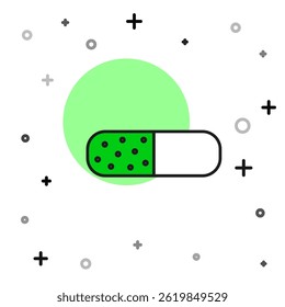 Filled outline Vitamin complex of pill capsule icon isolated on white background. Healthy lifestyle.  Vector
