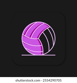 Filled outline Volleyball ball icon isolated on black background. Sport equipment. Flat filled outline style with shadow. Vector