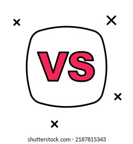 Filled outline VS Versus battle icon isolated on white background. Competition vs match game, martial battle vs sport.  Vector