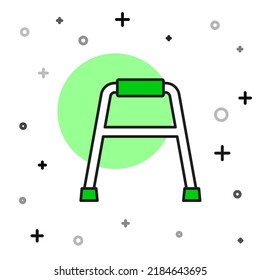 Filled outline Walker for disabled person icon isolated on white background.  Vector