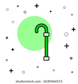 Filled outline Walking stick cane icon isolated on white background.  Vector