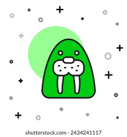 Filled outline Walrus animal icon isolated on white background.  Vector