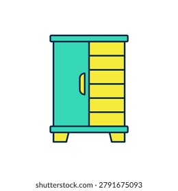 Filled outline Wardrobe icon isolated on white background. Cupboard sign.  Vector