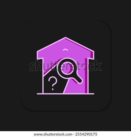 Filled outline Warehouse check icon isolated on black background. Flat filled outline style with shadow. Vector