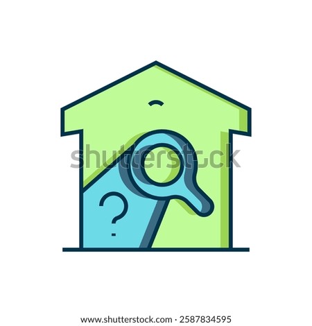 Filled outline Warehouse check icon isolated on white background. Flat filled outline style with shadow. Vector