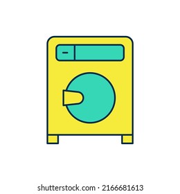 Filled outline Washer icon isolated on white background. Washing machine icon. Clothes washer - laundry machine. Home appliance symbol.  Vector