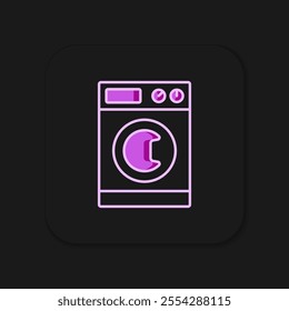 Filled outline Washer icon isolated on black background. Washing machine icon. Clothes washer - laundry machine. Home appliance symbol. Flat filled outline style with shadow. Vector