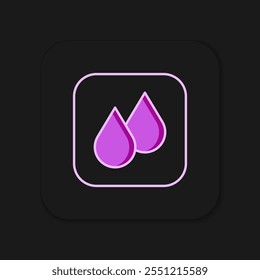 Filled outline Water drop icon isolated on black background. Flat filled outline style with shadow. Vector