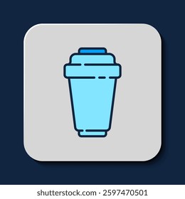 Filled outline Water filter cartridge icon isolated on blue background.  Vector