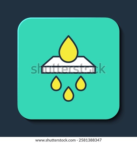 Filled outline Water filter cartridge icon isolated on blue background. Turquoise square button. Vector