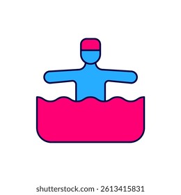 Filled outline Water gymnastics icon isolated on white background.  Vector