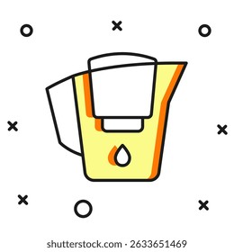 Filled outline Water jug with a filter icon isolated on white background. Flat filled outline style with shadow. Vector