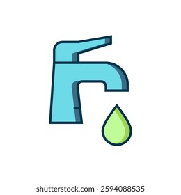 Filled outline Water tap icon isolated on white background. Flat filled outline style with shadow. Vector
