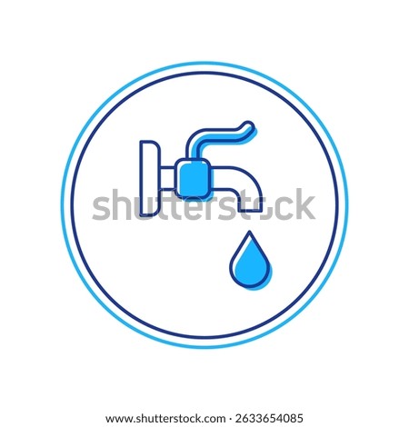 Filled outline Water tap icon isolated on white background.  Vector