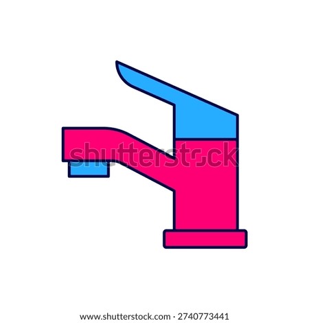Filled outline Water tap icon isolated on white background.  Vector