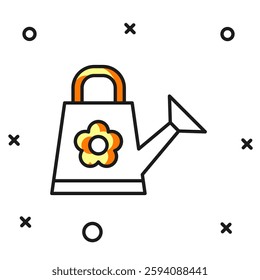 Filled outline Watering can icon isolated on white background. Irrigation symbol. Flat filled outline style with shadow. Vector