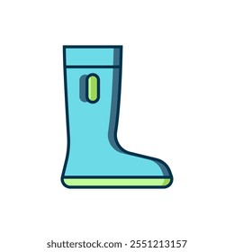 Filled outline Waterproof rubber boot icon isolated on white background. Gumboots for rainy weather, fishing, gardening. Flat filled outline style with shadow. Vector