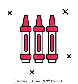 Contorno preenchido Crayons de cera para ícone de desenho isolado no fundo branco.  Vetor