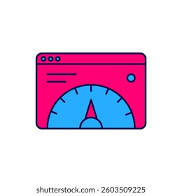Filled outline Web analytics information and development website statistic icon isolated on white background. Analysis, management, marketing, research.  Vector