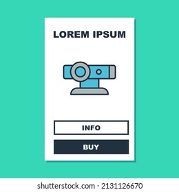 Umriss-Webkamera-Symbol einzeln auf türkisem Hintergrund. Chat-Kamera. Webcam-Symbol.  Vektorgrafik