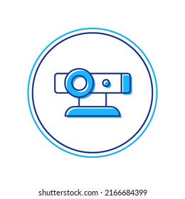 Icono de cámara web de esquema relleno aislado en fondo blanco. Cámara de chat. Icono de cámara web.  Vector