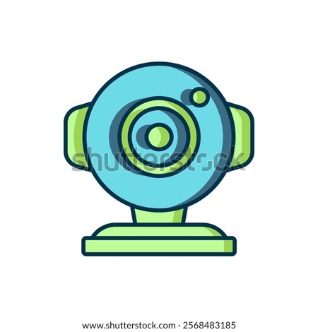 Filled outline Web camera icon isolated on white background. Chat camera. Webcam icon. Flat filled outline style with shadow. Vector