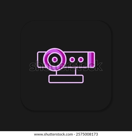 Filled outline Web camera icon isolated on black background. Chat camera. Webcam icon. Flat filled outline style with shadow. Vector