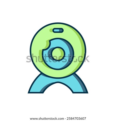 Filled outline Web camera icon isolated on white background. Chat camera. Webcam icon. Flat filled outline style with shadow. Vector