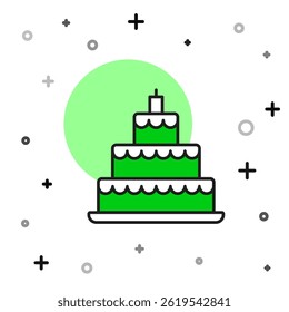 Filled outline Wedding cake icon isolated on white background.  Vector