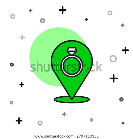 Filled outline Wedding rings icon isolated on white background. Bride and groom jewelry sign. Marriage symbol. Diamond ring.  Vector
