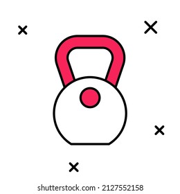 Filled outline Weight icon isolated on white background. Kilogram weight block for weight lifting and scale. Mass symbol.  Vector