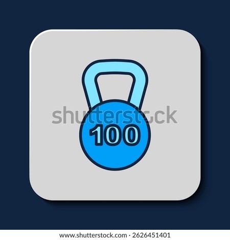 Filled outline Weight icon isolated on blue background. Kilogram weight block for weight lifting and scale. Mass symbol.  Vector