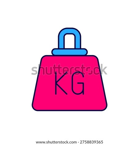 Filled outline Weight icon isolated on white background. Kilogram weight block for weight lifting and scale. Mass symbol.  Vector