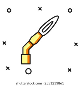 Filled outline Welding torch icon isolated on white background. Flat filled outline style with shadow. Vector