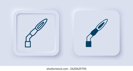 Filled and outline Welding torch icon isolated on grey background. Square button. Vector
