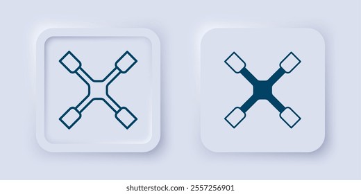 Filled and outline Wheel wrench icon isolated on grey background. Wheel brace. Square button. Vector